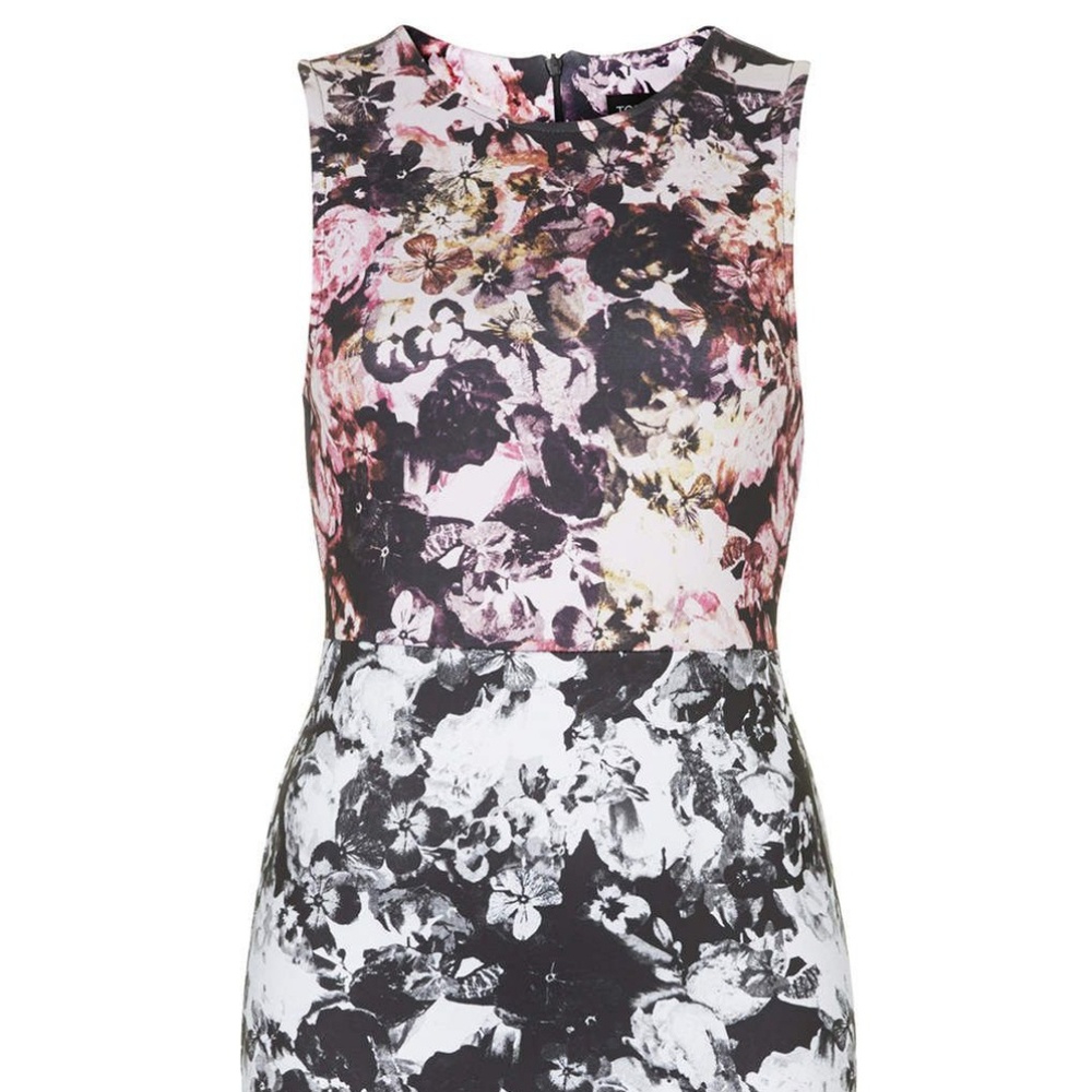 TOPSHOP Floral Color Block Bodycon Dress - Picture 5 of 10